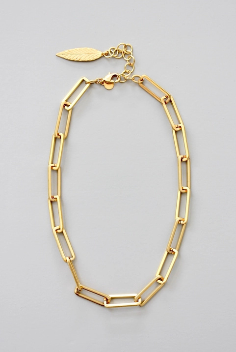18k Matte Gold Paperclip Necklace