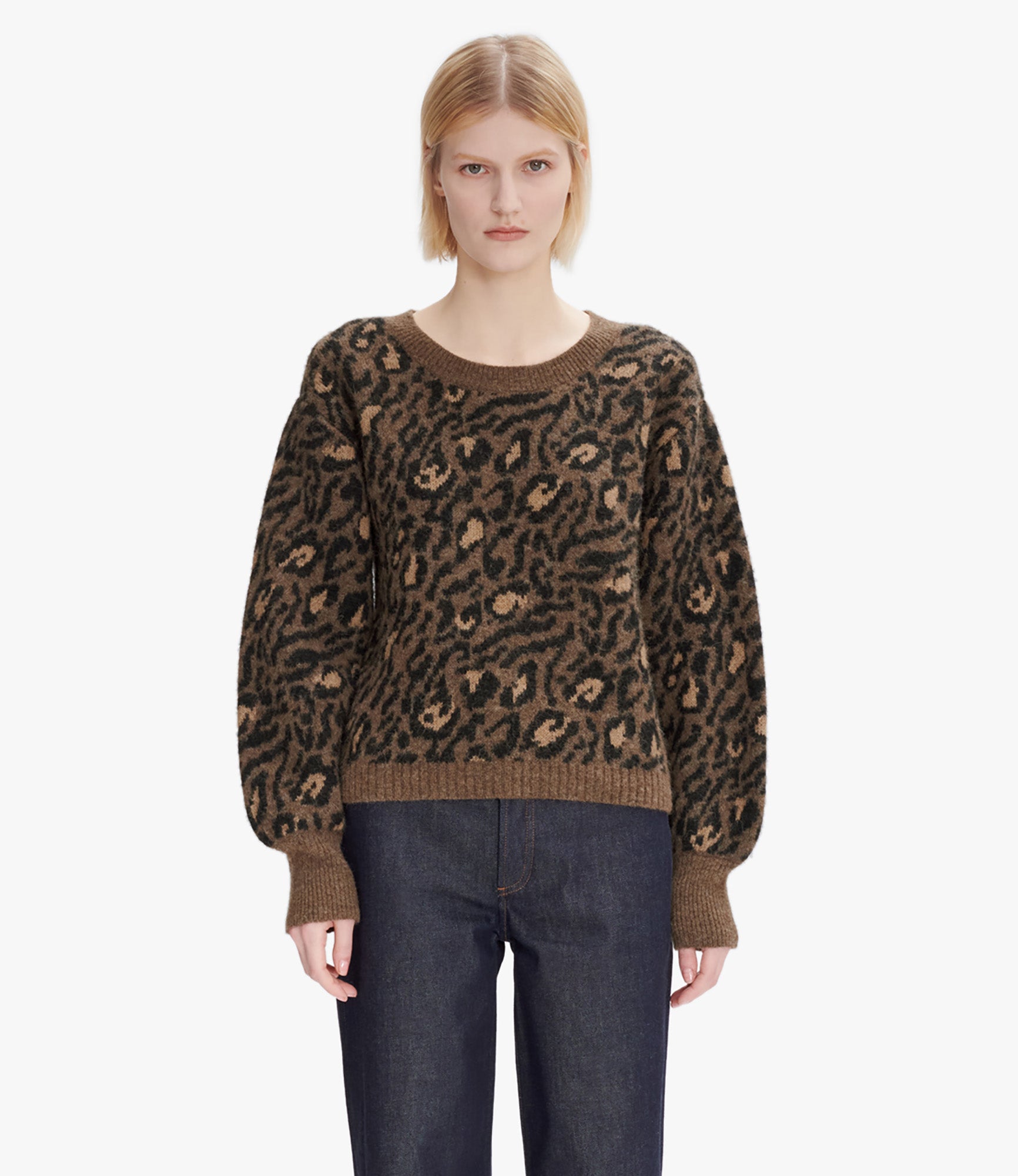 Selena sweater | Alpaca-Merino wool blend with leopard print | A.P.C. Ready-to-Wear