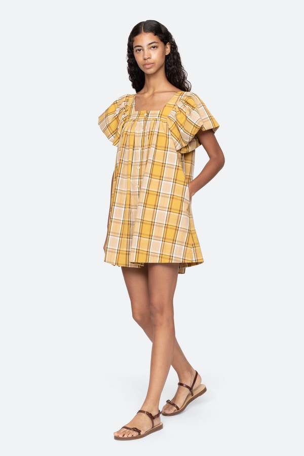 Sea NY Copeland Mini Dress - Yellow Plaid on Garmentory