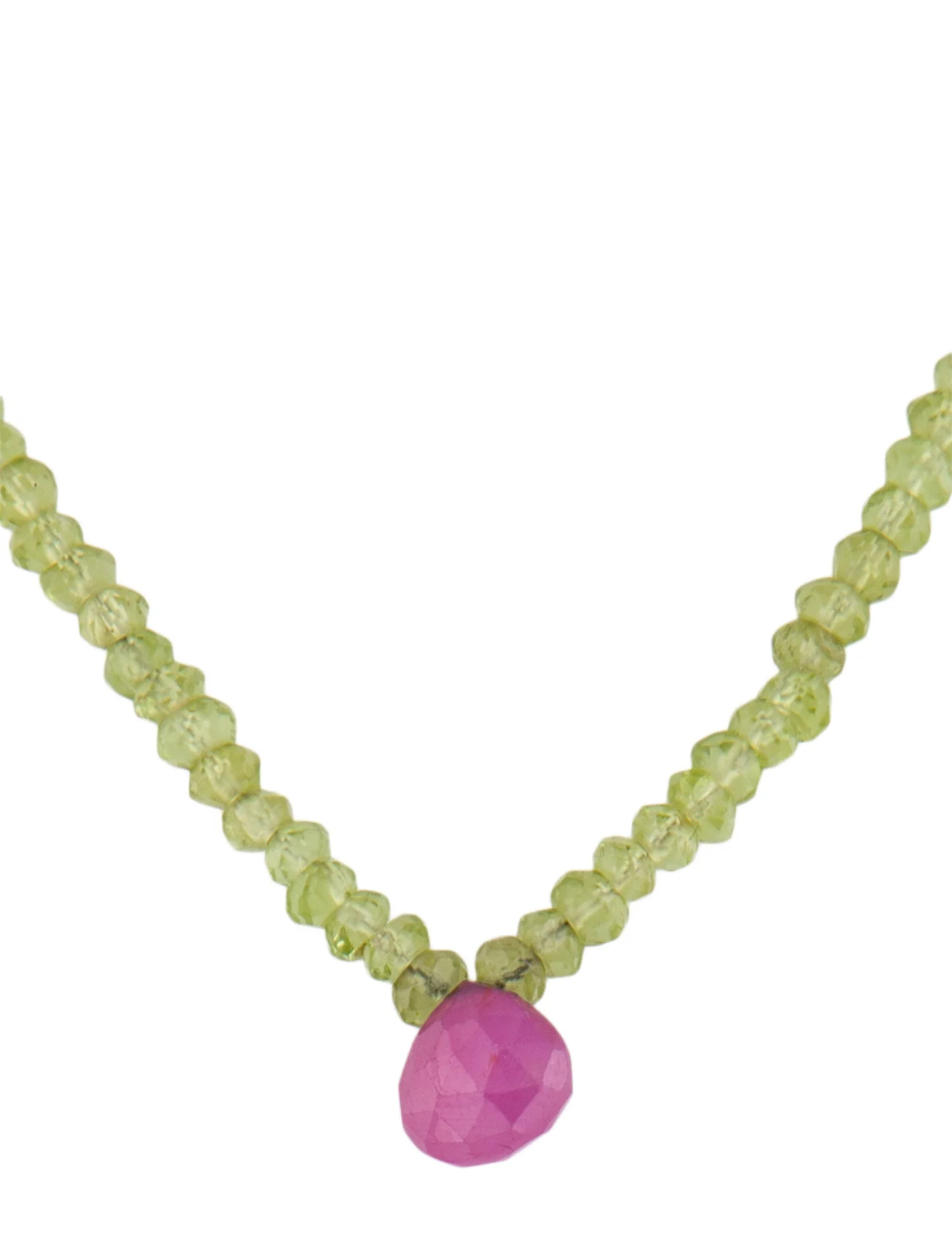  14K Peridot & Ruby Bead Necklace