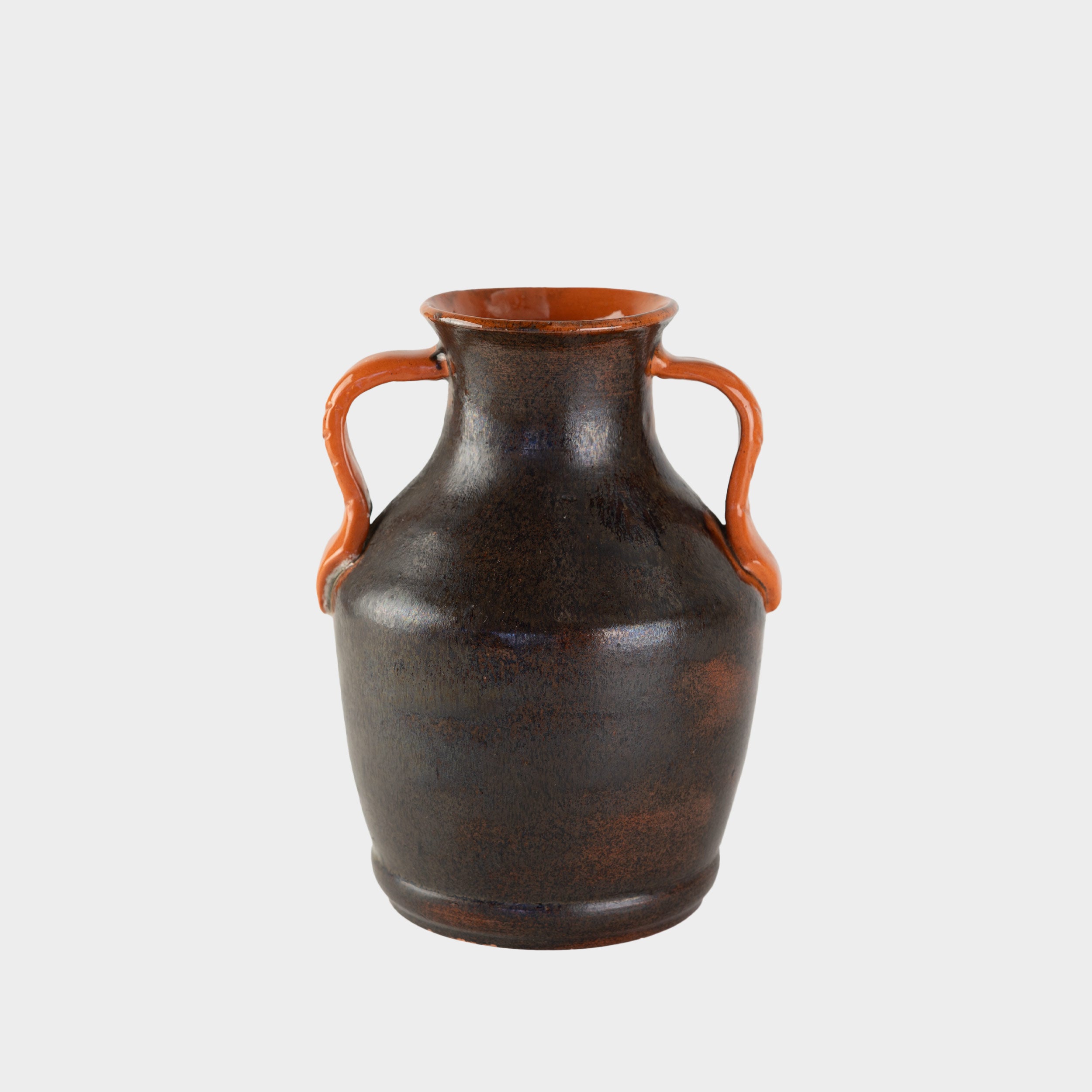 Vintage Orange Double Handled Vase