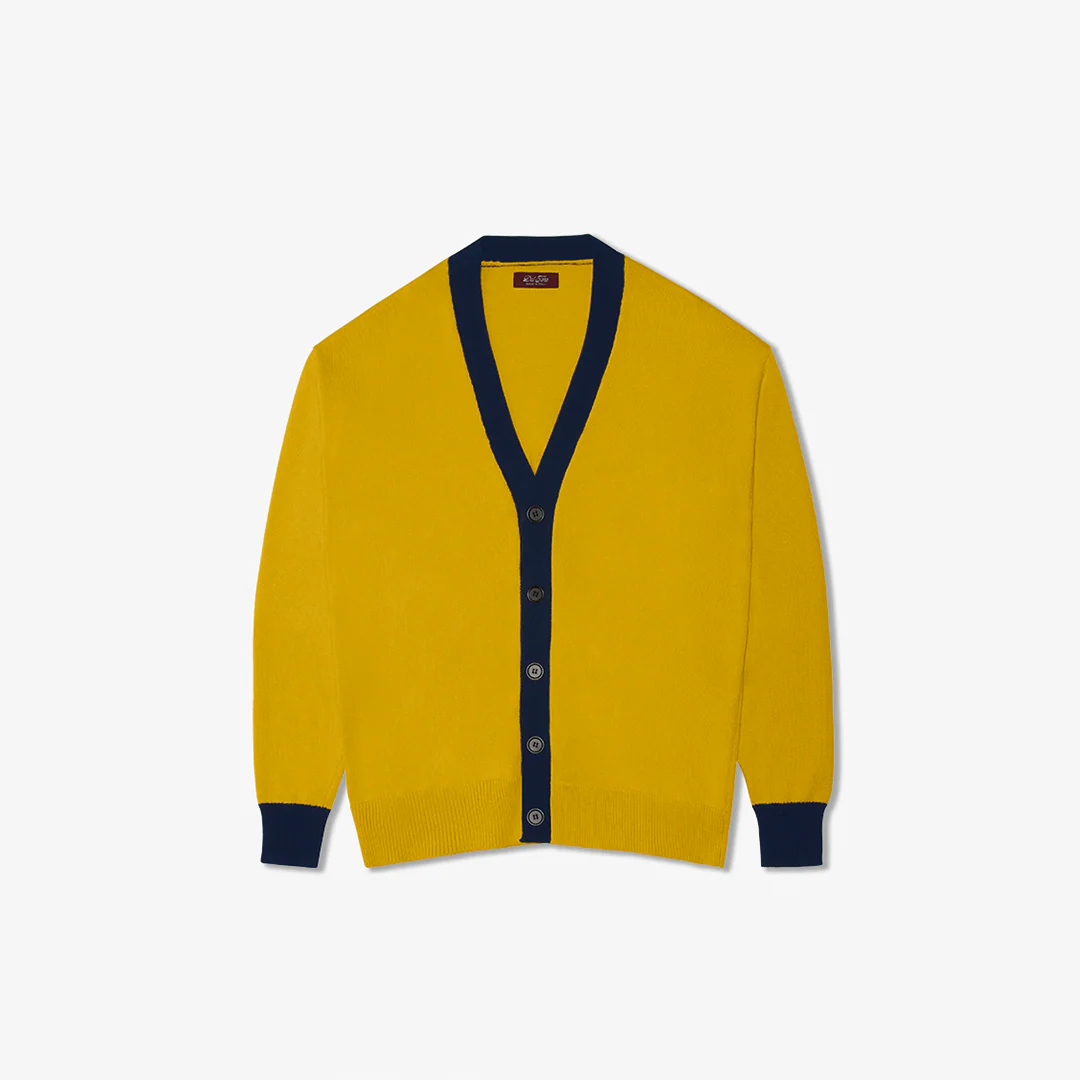 Men's Vintage Fit Cardigan - Collegiate Yellow / Navy
