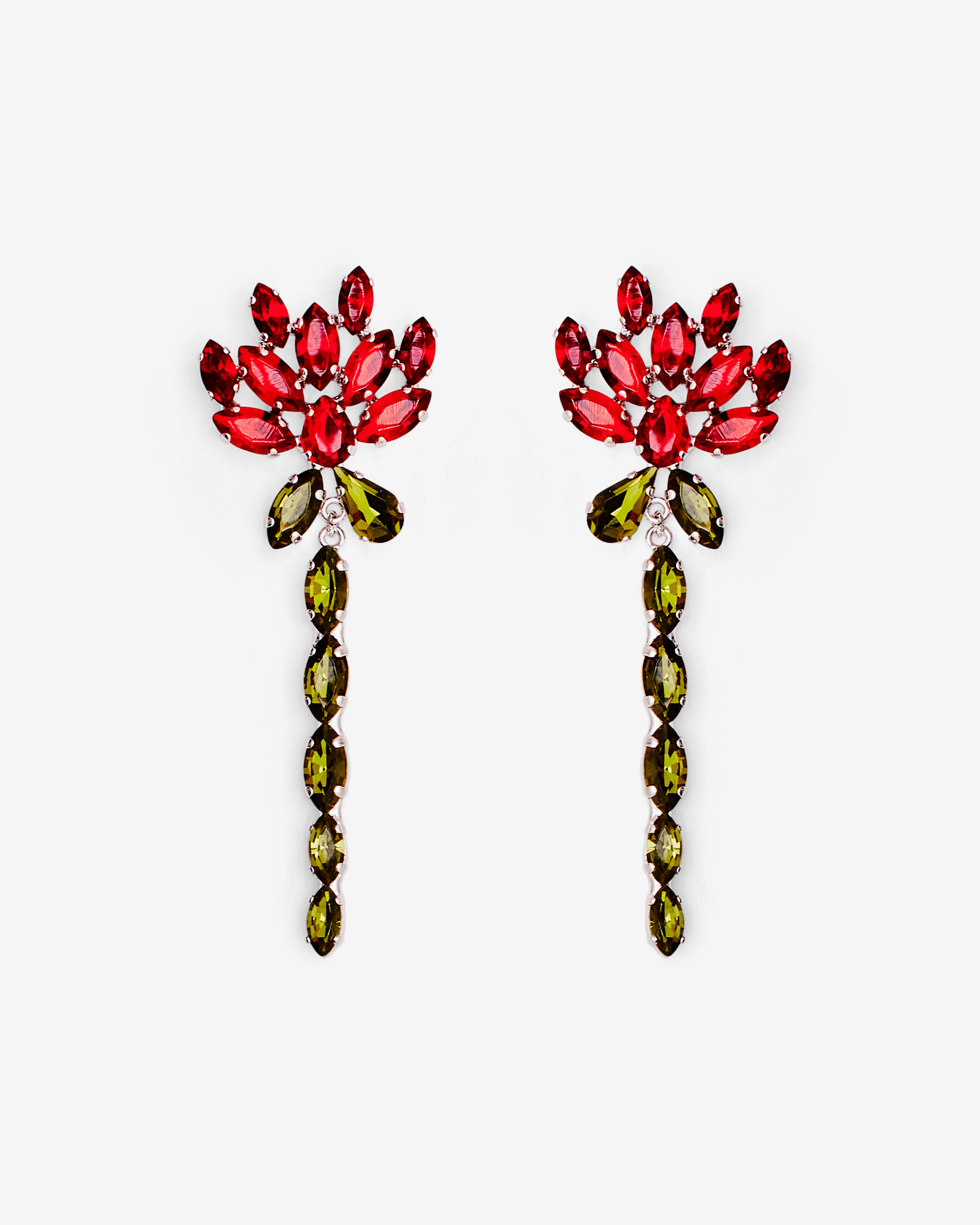 Simone Rocha: Women's Crystal Carnation Drip Earring (Red/Multi) | DSMNY E-SHOP