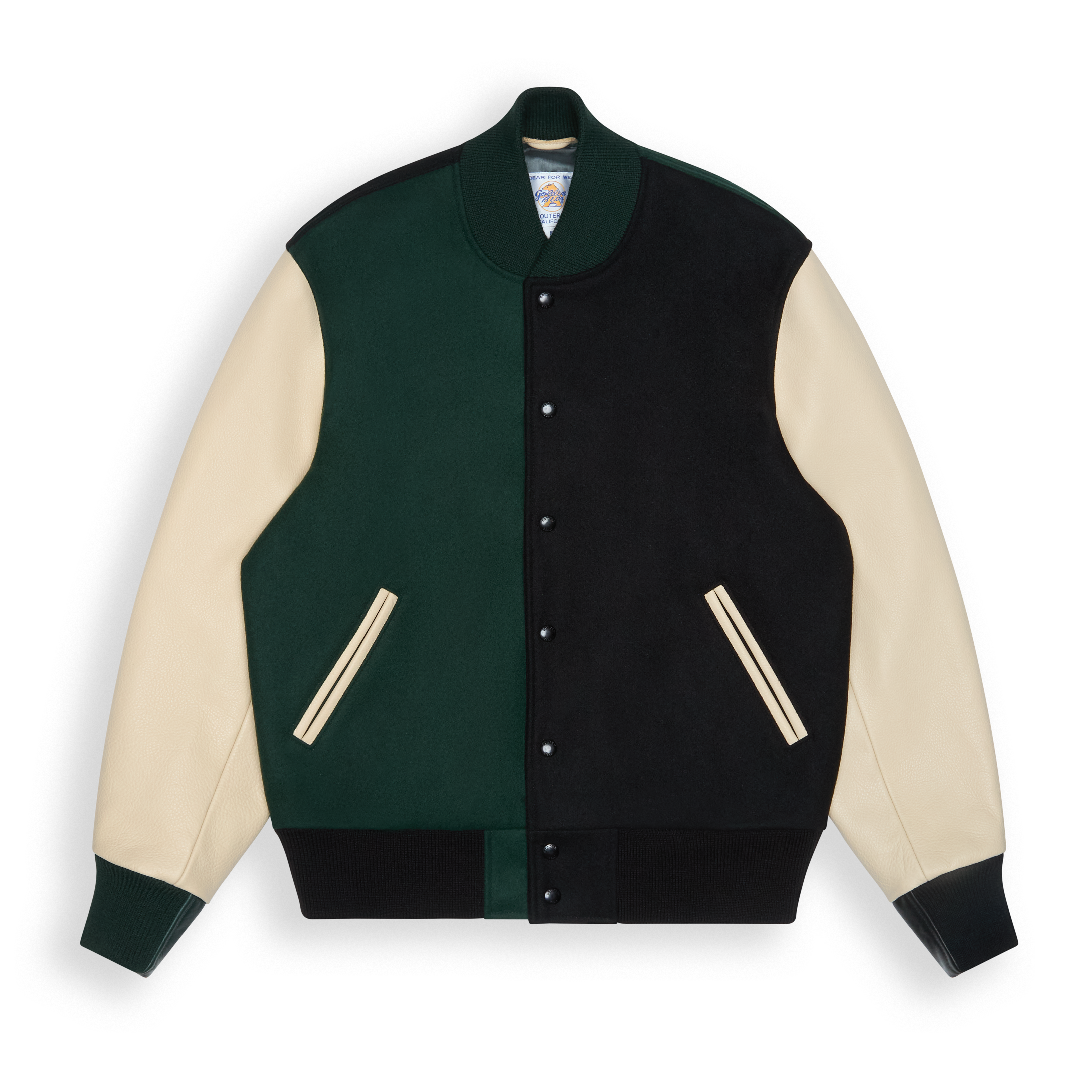 THE ALBANY SPLIT - Color Block Forest Green and Black Melton Wool/Ston