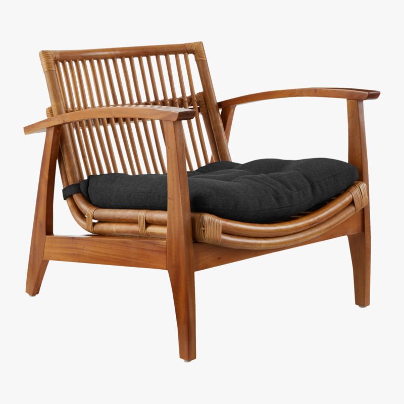 Noelie Rattan Lounge Chair with Black Cushion