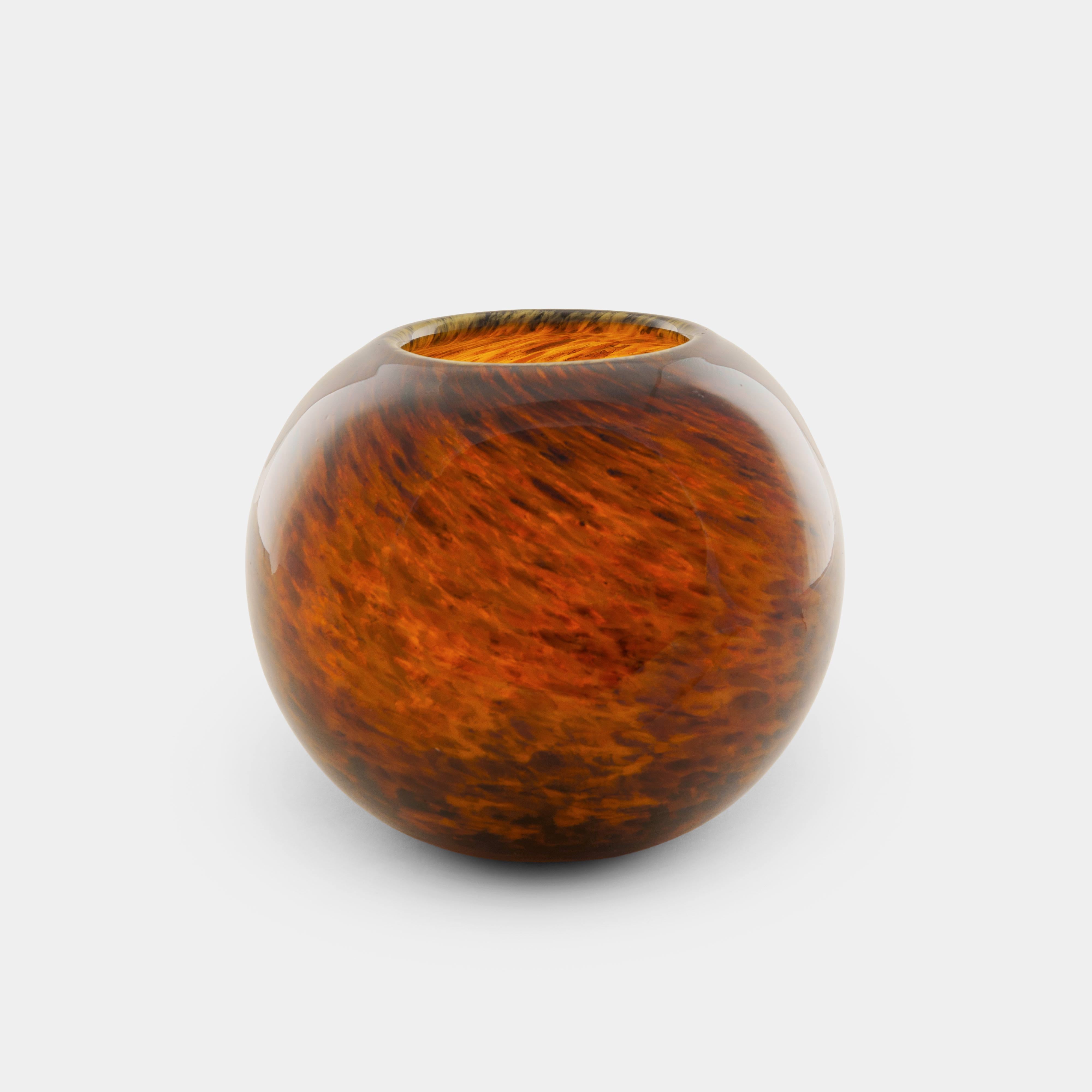 Vintage Tortoiseshell Amber Round Vase