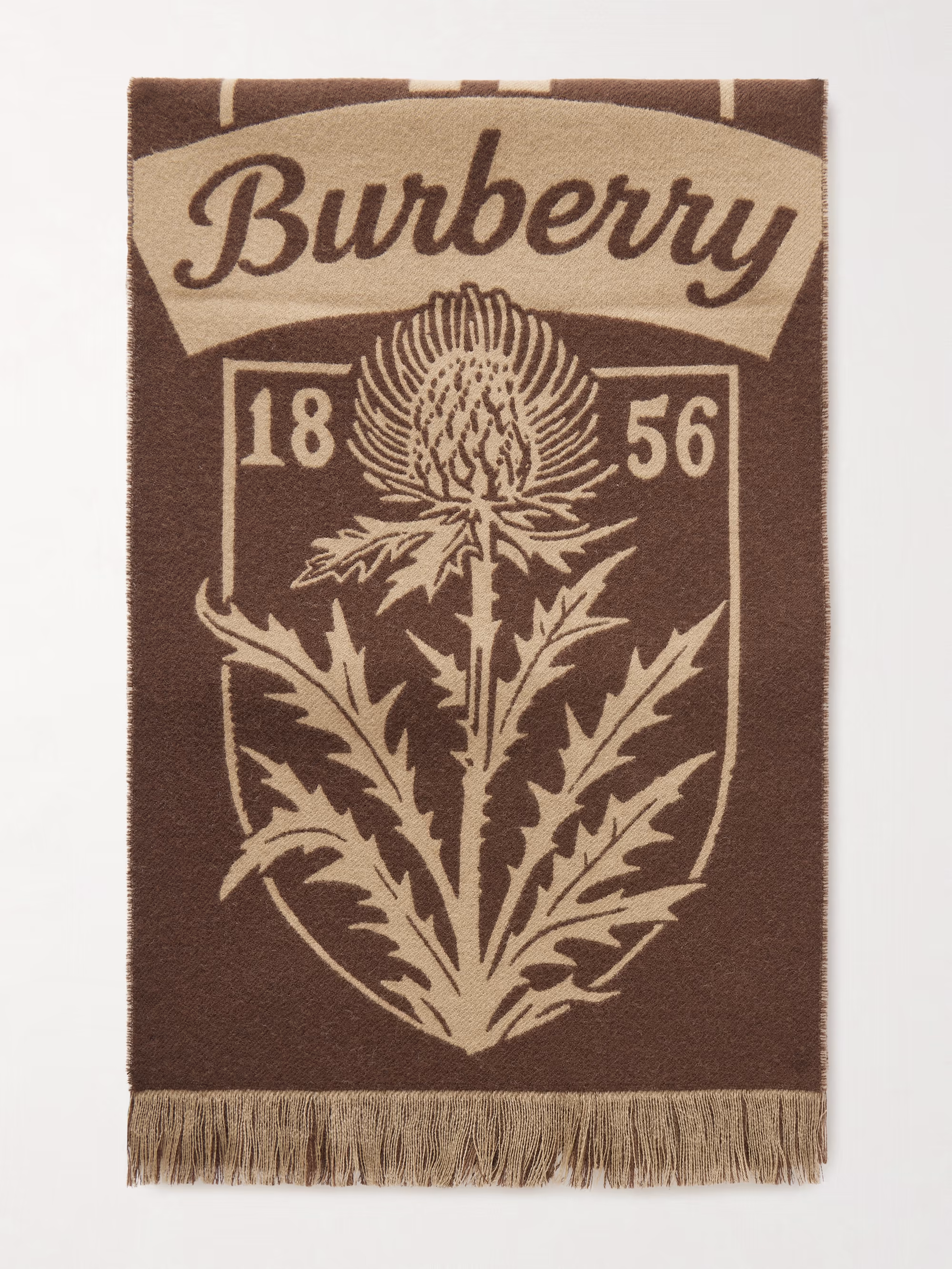 BURBERRY Logo-Jacquard Fringed Wool Scarf for Men | MR PORTER