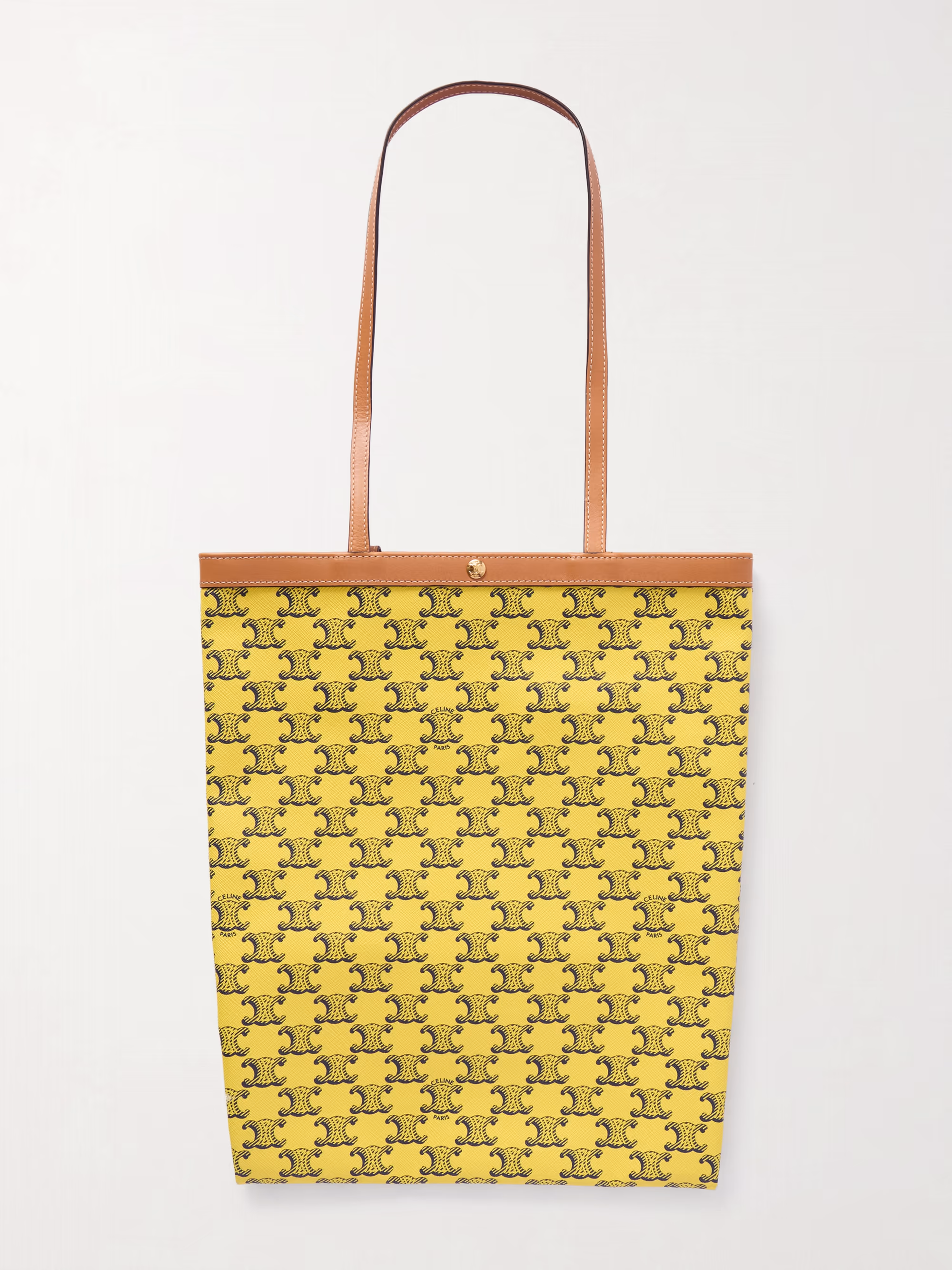 Medium Leather-Trimmed Monogrammed Coated-Canvas Tote Bag - yellow - One Size