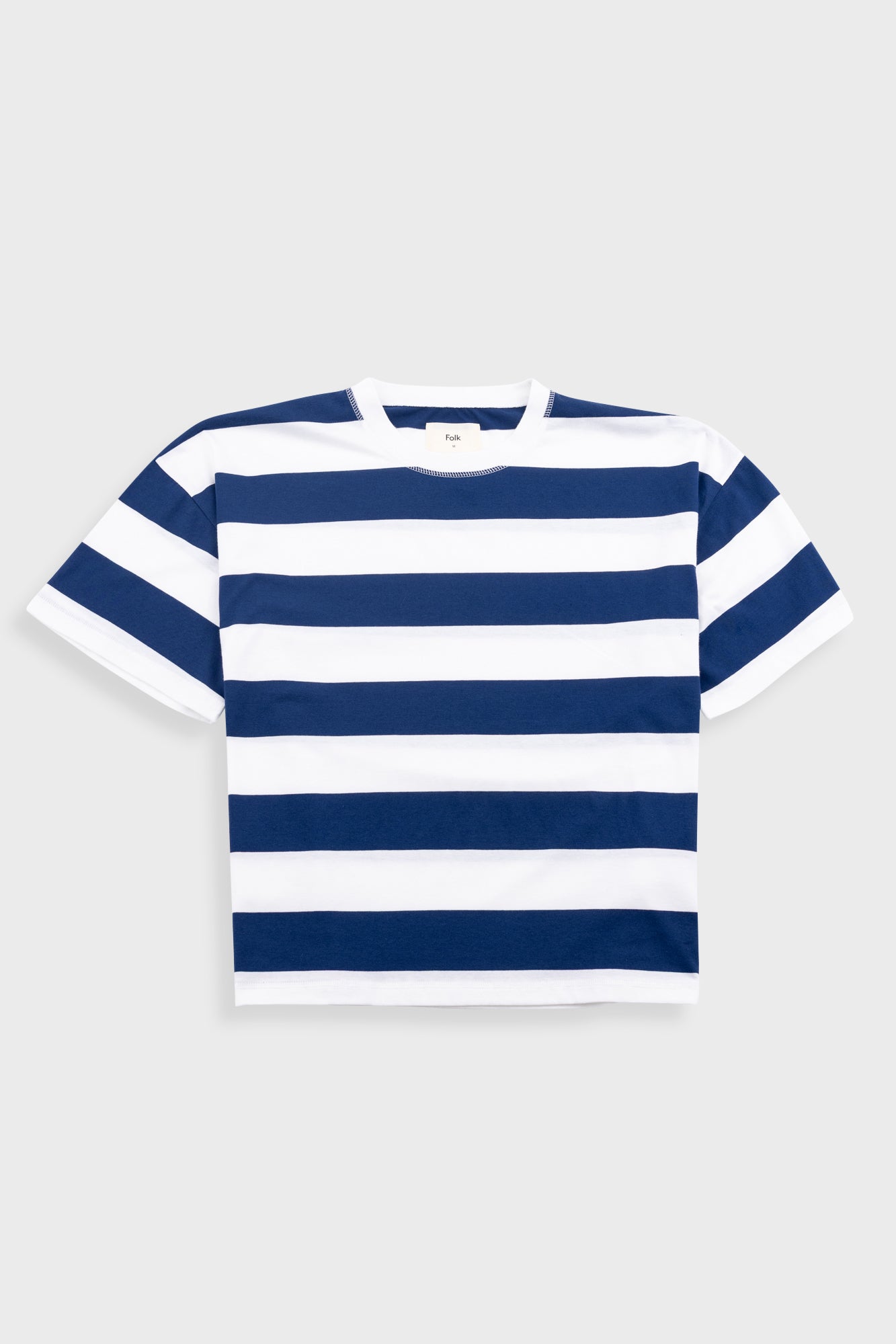 Folk Oversized Striped T-Shirt - Off White / Indigo Blue