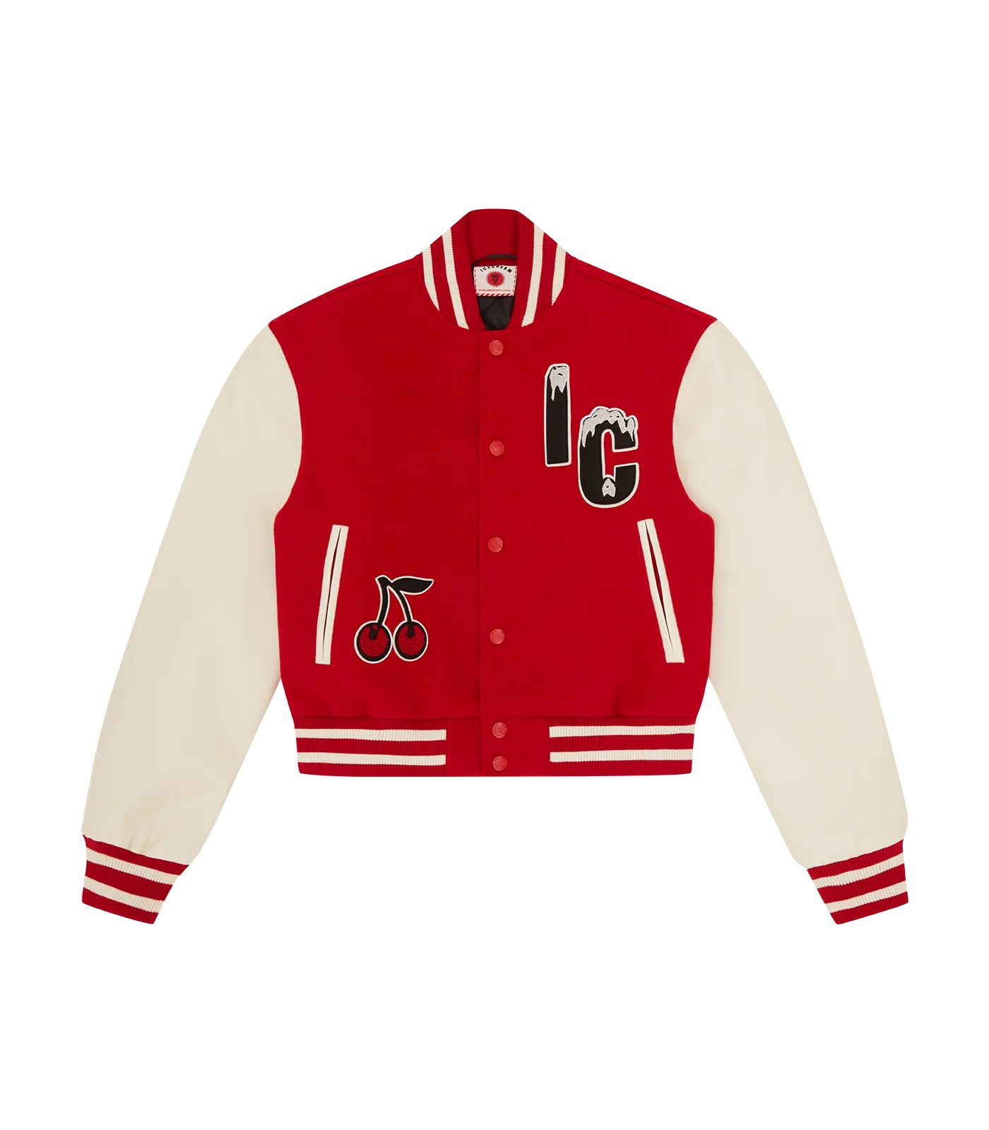 CHERRY VARSITY JACKET - RED