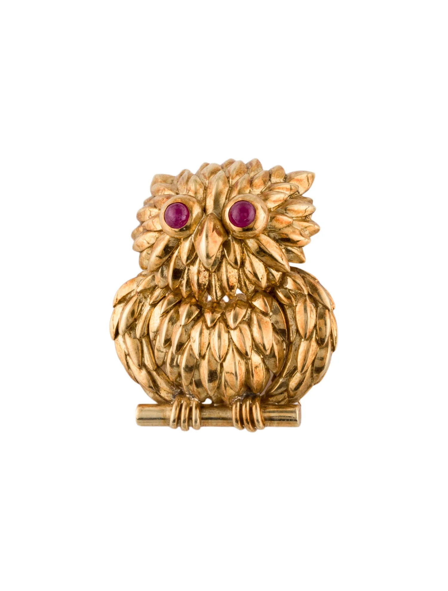Vintage 18K Ruby Owl Brooch