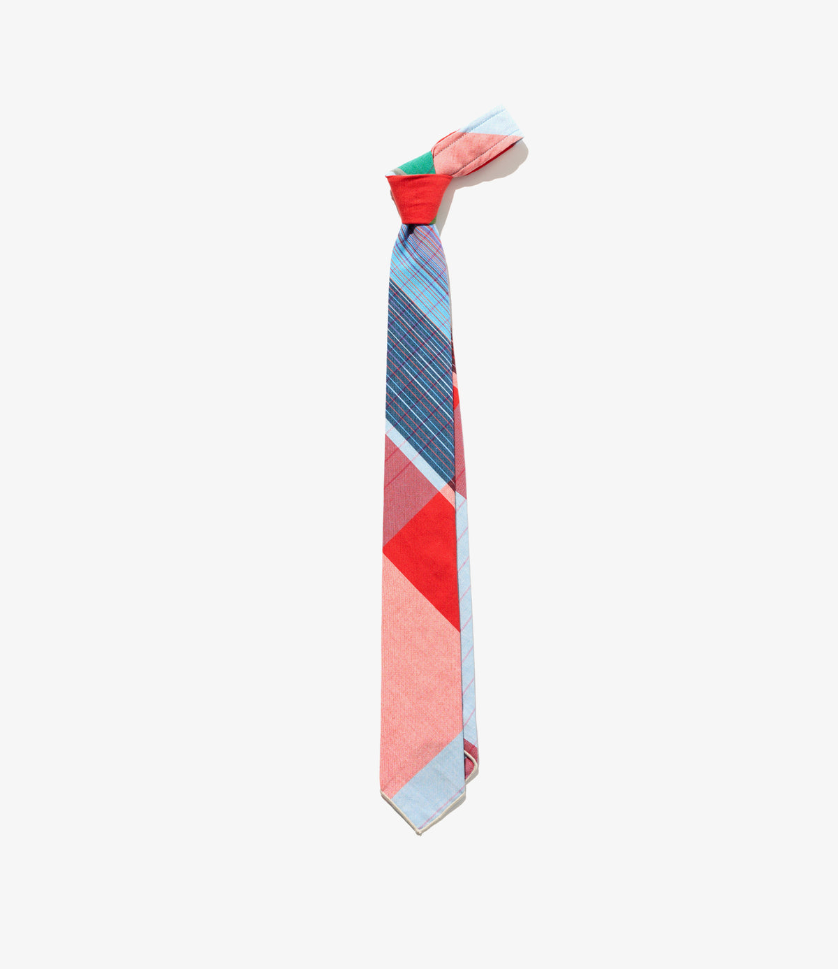 Narrow Tie - Red Cotton Big Madras Plaid