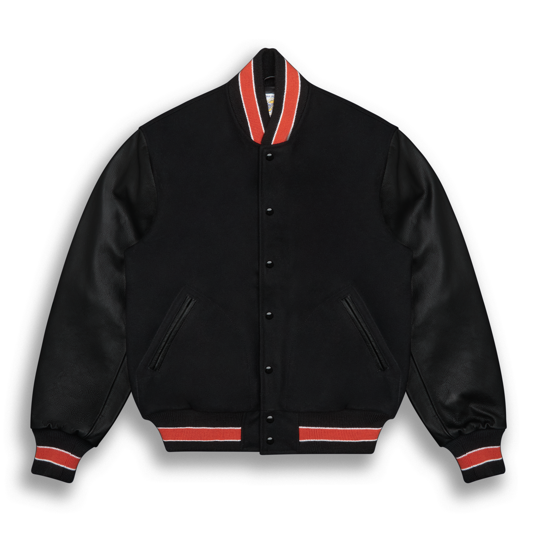 THE ALBANY - Black Melton Wool/Black Leather/Orange Stripe Classic Fit