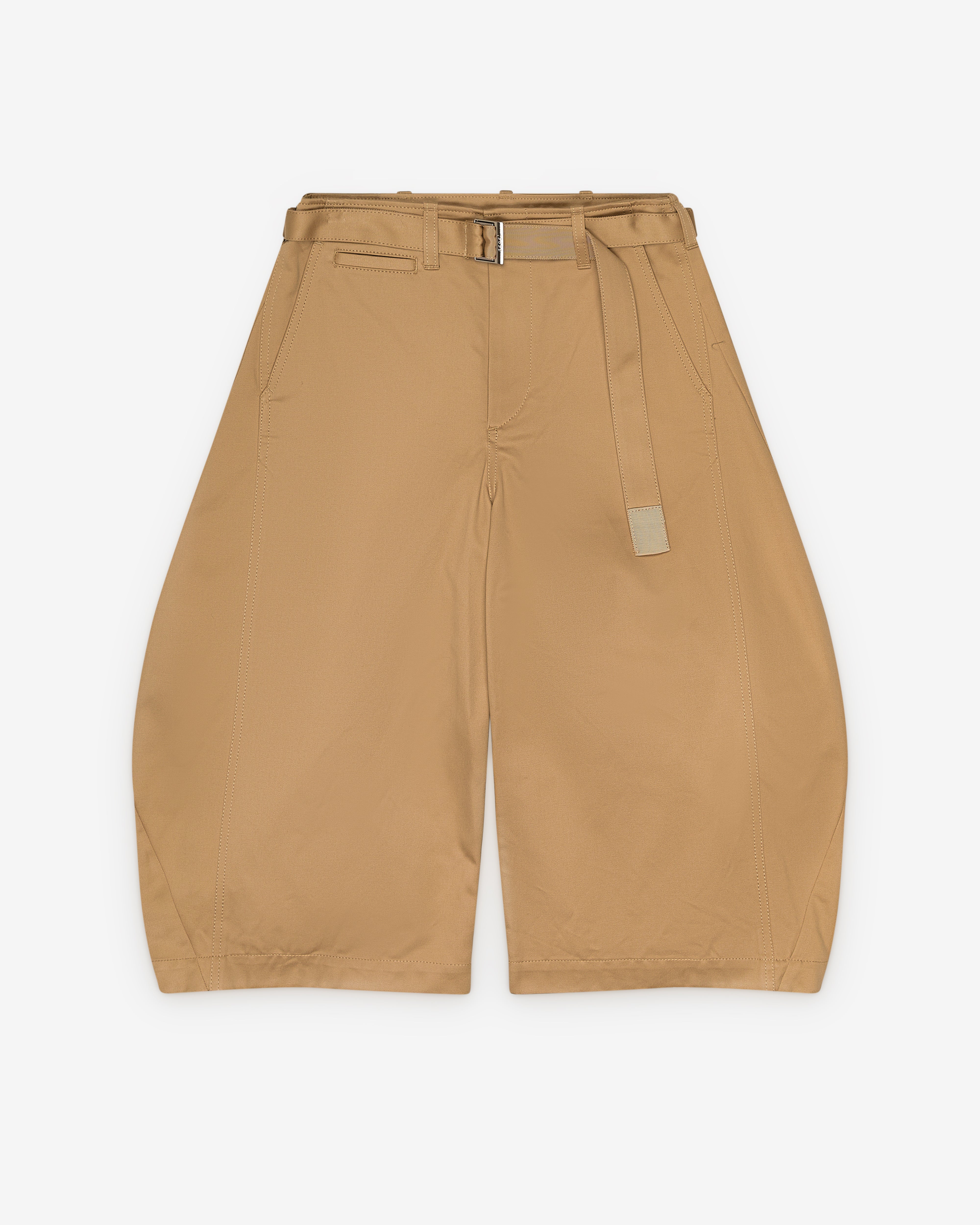 Sacai: Women's Cotton Chino Shorts (Beige) | DSMNY E-SHOP